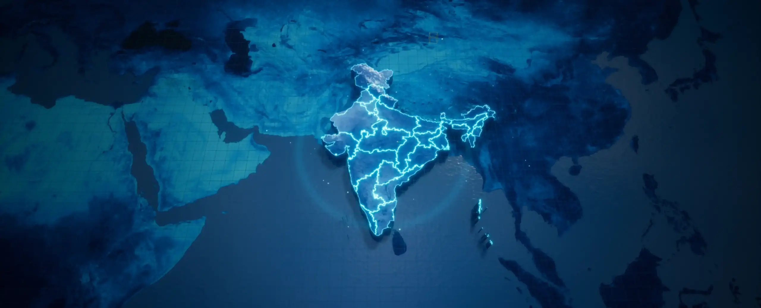 Banner showing digital transformation in India with glowing map, representing SAP ERP implementation methodology.