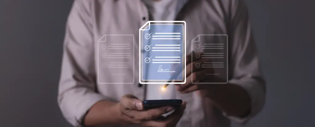 Man clicking on a checklist representing top SAP modules, key aspects of SAP ERP solutions, enterprise resource planning, and business process management.