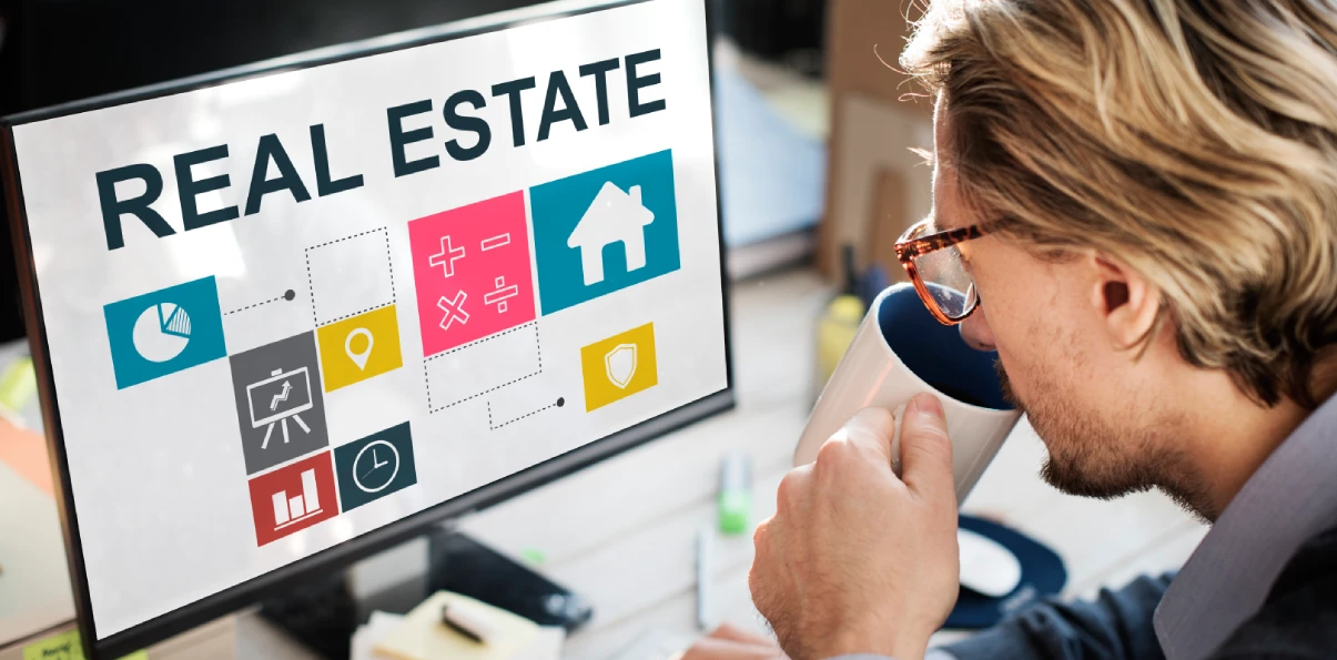 Illustration of real estate management software optimizing return on investment in property management.